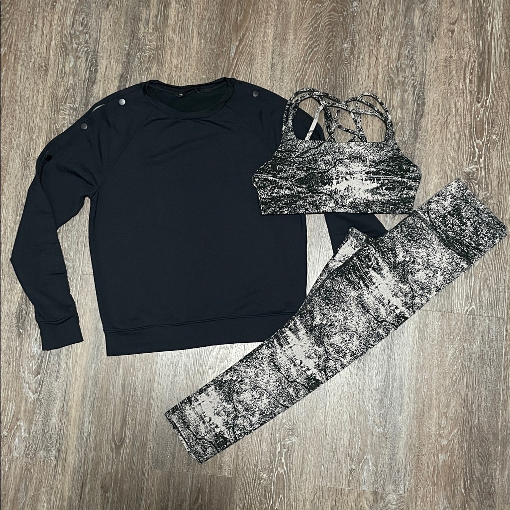 Like New Athleta Matching Flagstone Gray/Black Bundle. Size Tops Xs,S/Bottom Xs